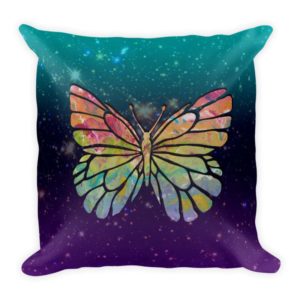 Cosmic Rainbow Butterfly Pillow